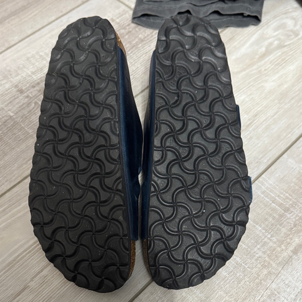 Birkenstock Dark Blue Sandals with Brass Buckles - Picture 3 of 3